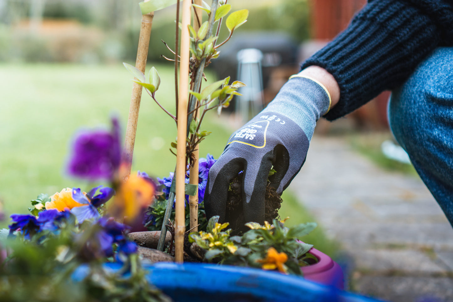 Gardening Gloves - Nitrile Coated Gloves with Touchscreen - Safer Grip by OPNBAR™ (2-Pack)