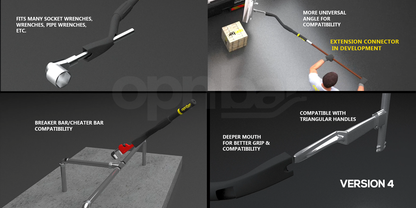 *NEW SPECIAL VERSION* OPNBar Version 4 (1 Pack) Large Mouth Leverage Bar with Extension Pole (Heavier Duty Version) - for Shipping Container Doors - Optional 5th Wheel Release - Made in The USA by SCS International