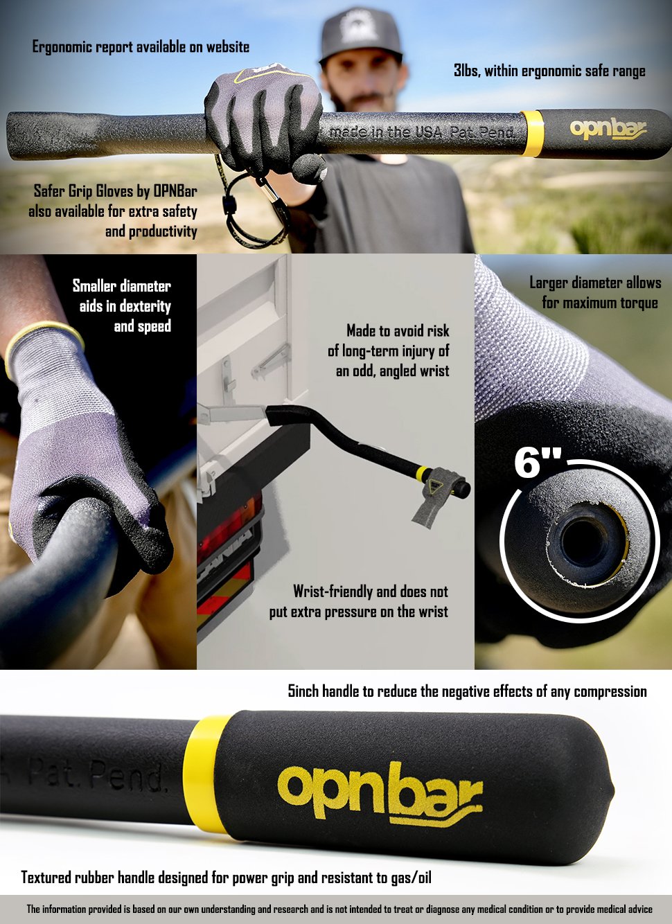 Opnbar Multi-Purpose Safety Tool - Leverage Bar, Tire Thumper 5th Wheel Hitch Release, Steel & more - by OPNBar